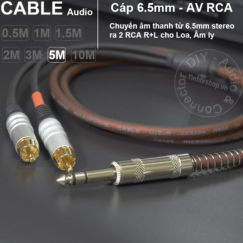 TRS 1/4 to 2 RCA cable DIY 0.5M to 5M