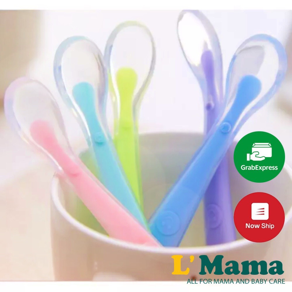 Thìa Ăn Dặm Silicon Cán Dài Siêu Mềm An Toàn Cho Bé