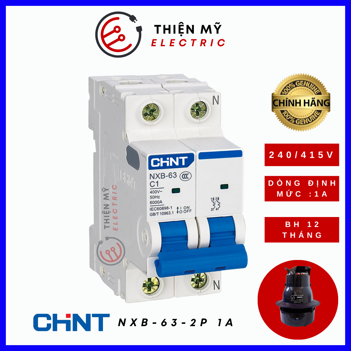CB , Aptomat 1 pha và 2 pha dòng  định mức 1A chống quá tải, chống cháy cho máy phun sương con gà,máy tạo độ ẩm nhà yến!