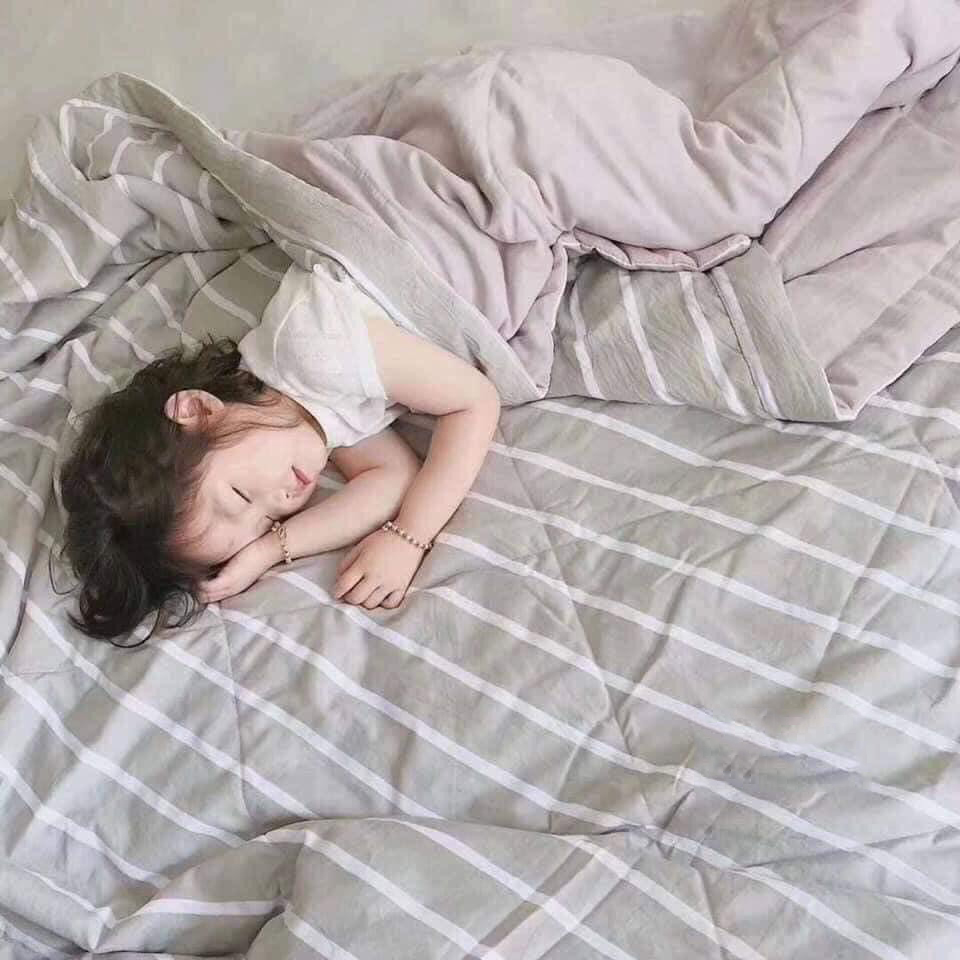 Chăn đũi chăn Muji kẻ sọc ngang mềm mịn 2m3x2m