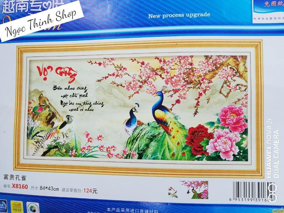 Tranh thêu chữ thập vợ chồng đôi công X8160 kích thước 84X43cm Đôi công là biểu tượng mạnh mẽ cho vẻ đẹp viên mãn của hạnh phúc lứa đôi
