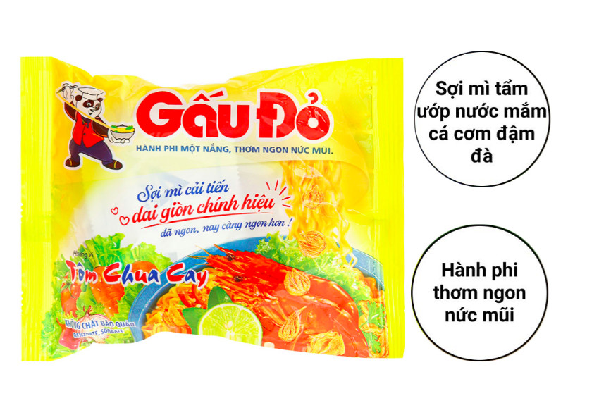 Mì Gấu Đỏ tôm chua cay 63gr ( thùng 30 gói)