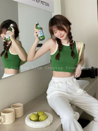 Croptop Ba lỗ phối viền ôm body
