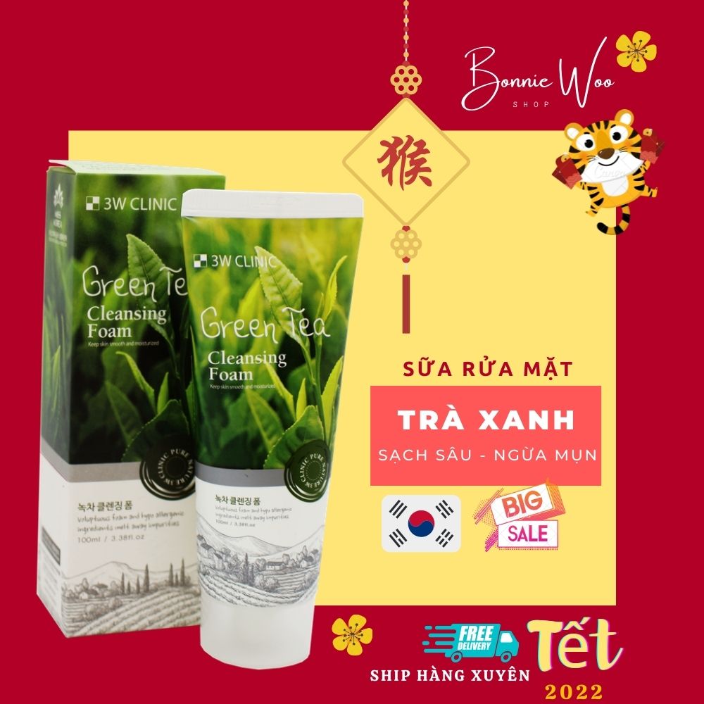 Sữa Rửa Mặt Trà Xanh Ngừa Mụn Sáng Da 3W