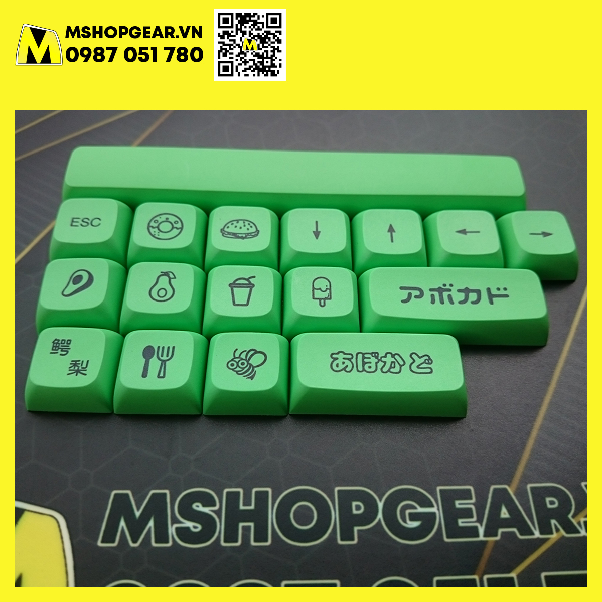 Keycap Avocado XDA profile dye-sub - Số lượng nút như hình