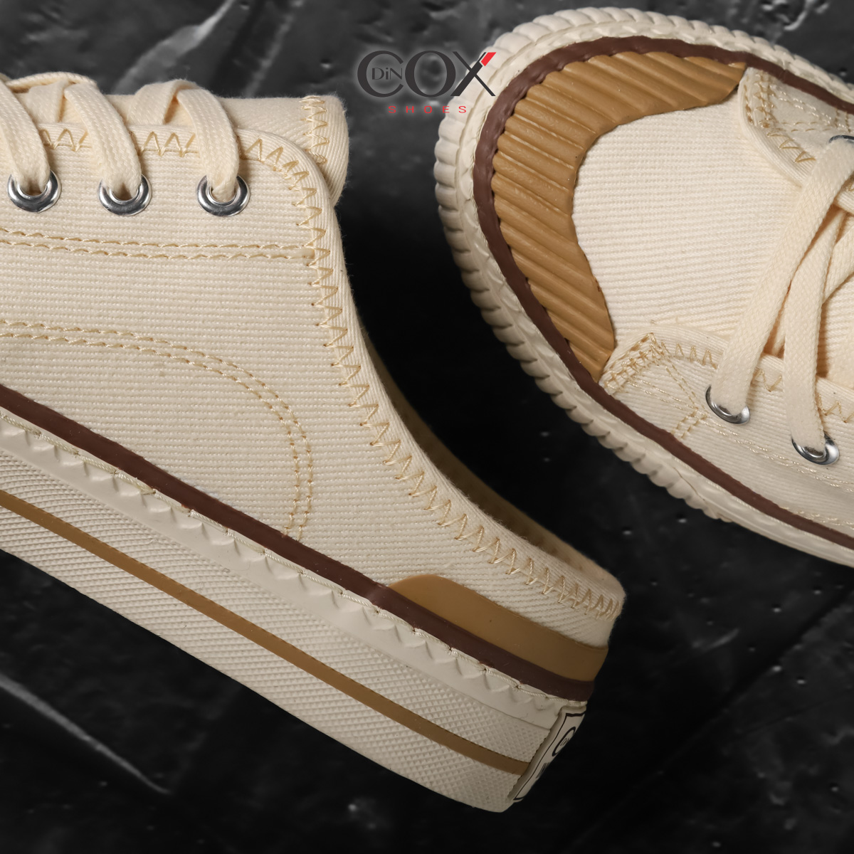 FREESHIPMAX Giày thể thao Nam Nữ chính hãng DINCOX Shoes - E10 Off White , Chất Vải Canvas nhập khẩu mềm êm, ôm chân, thoáng khí, lớp lót kết hợp công nghệ siêu êm giữa latex và memory foam, đế cao su lưu hóa mềm, mẫu hottrend 2022