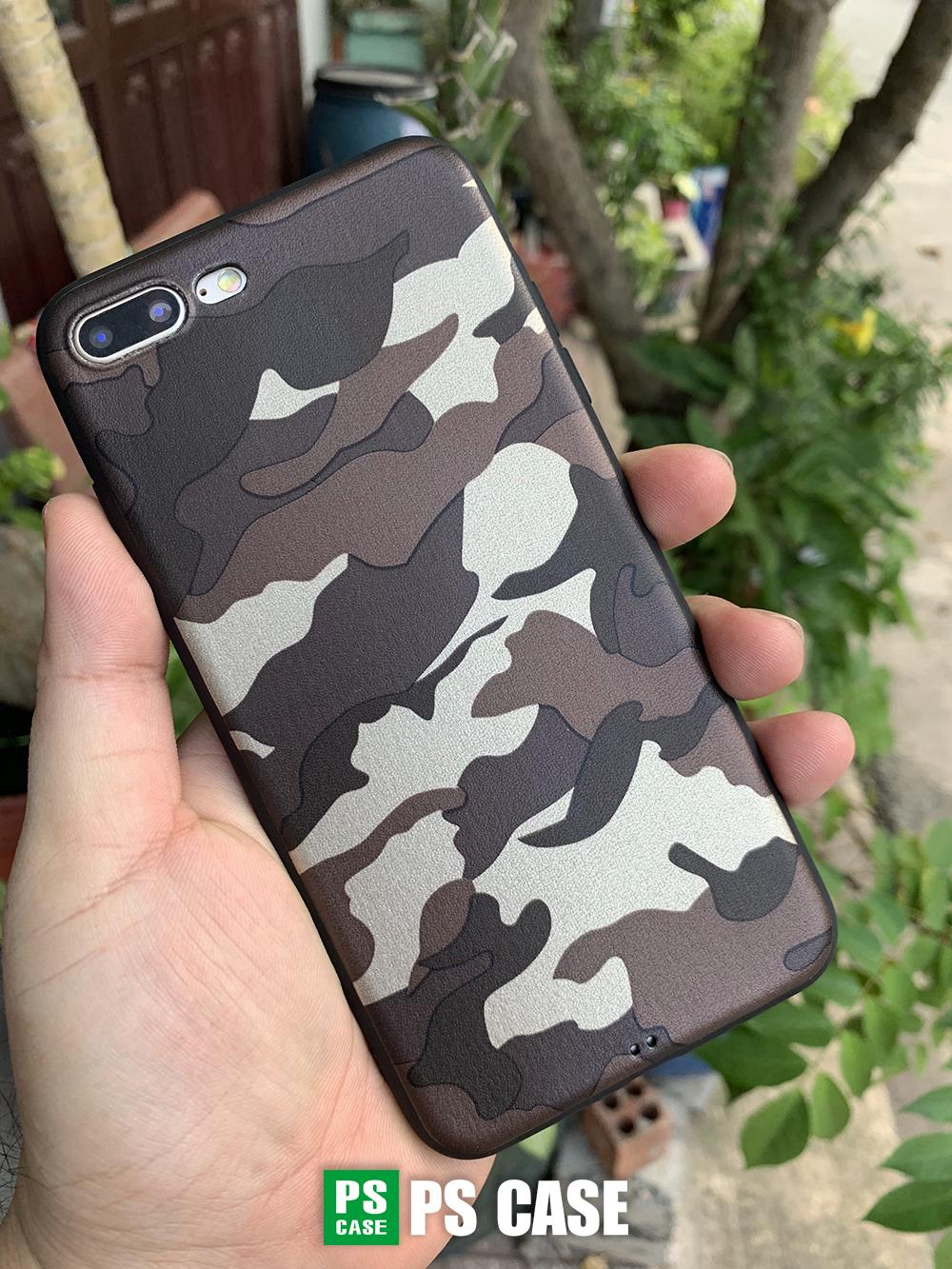 (Màu nâu) Ốp lưng camo iPhone 7 Plus / iPhone 8 Plus dẻo toàn phần - PS Case phân phối