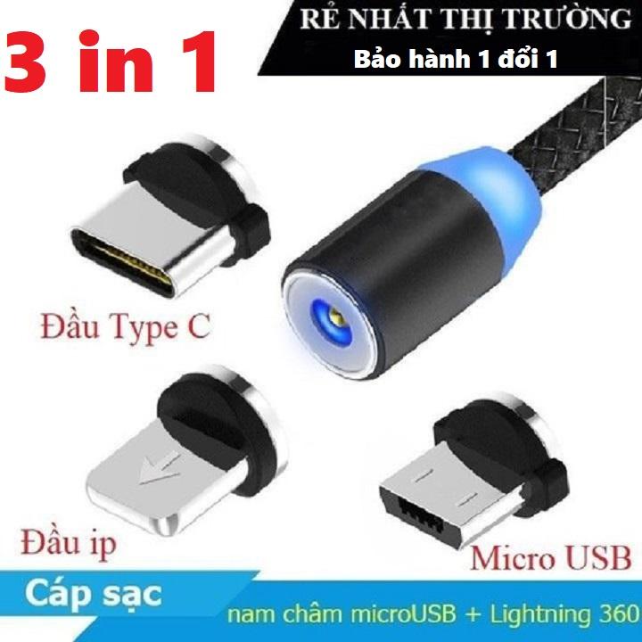 Dây Sạc Nam Châm Kèm 3 Chân sạc IPHONE/ANDROID/Type-C