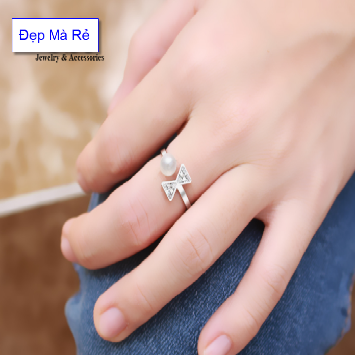 Ring bow applique stone delivery Pearl (self-adjustable big small according to the finger)-commitment 1 Đổi 1 if Hoen, Rust