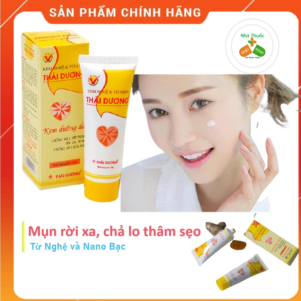Kem Nghệ Thái Dương Nano Bạc Tuýp 20g - Kem Nghệ Ngừa Mụn Trứng cá, Giúp Mau Liền Sẹo và Làm Mỡ Vết Thâm Nám