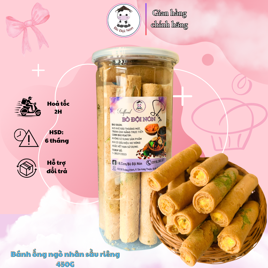 450G Bánh Ôngs Ngò Nhân Kem Sầu Riêng Bò Đội Nón