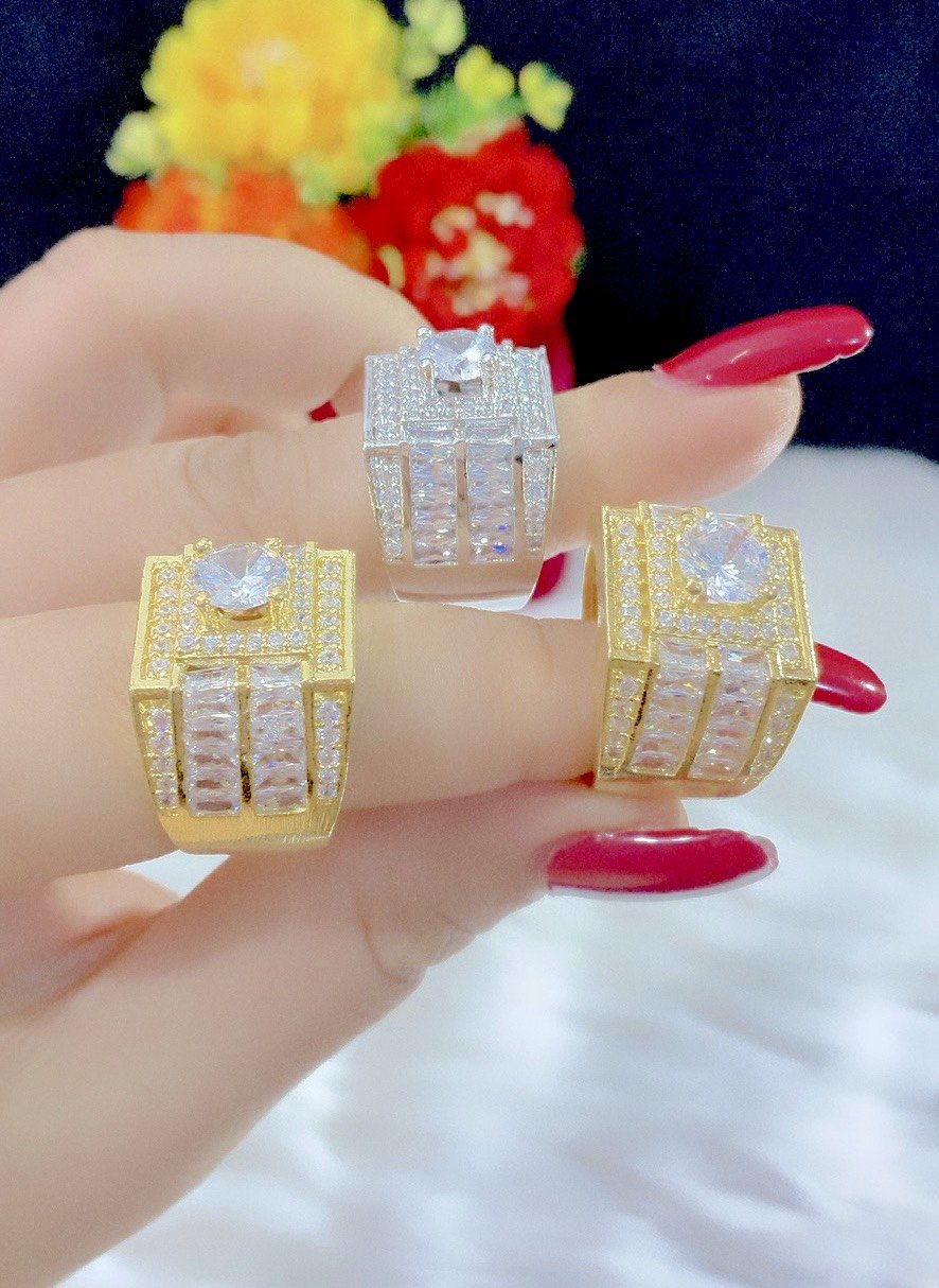 Nhẫn nam, nhẫn nam đẹp mạ vàng 18k, 24k bạch kim cao cấp hình vuông lớn đính đá tinh xảo lấp lánh rực rỡ lung linh thiết kế sang trọng - 117-05102021 - Bao đổi trả trong vòng 07 ngày