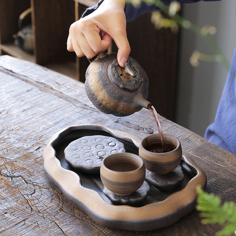 Chén Trà Bằng Gốm Bùn Vàng Bizen Nhật Bản