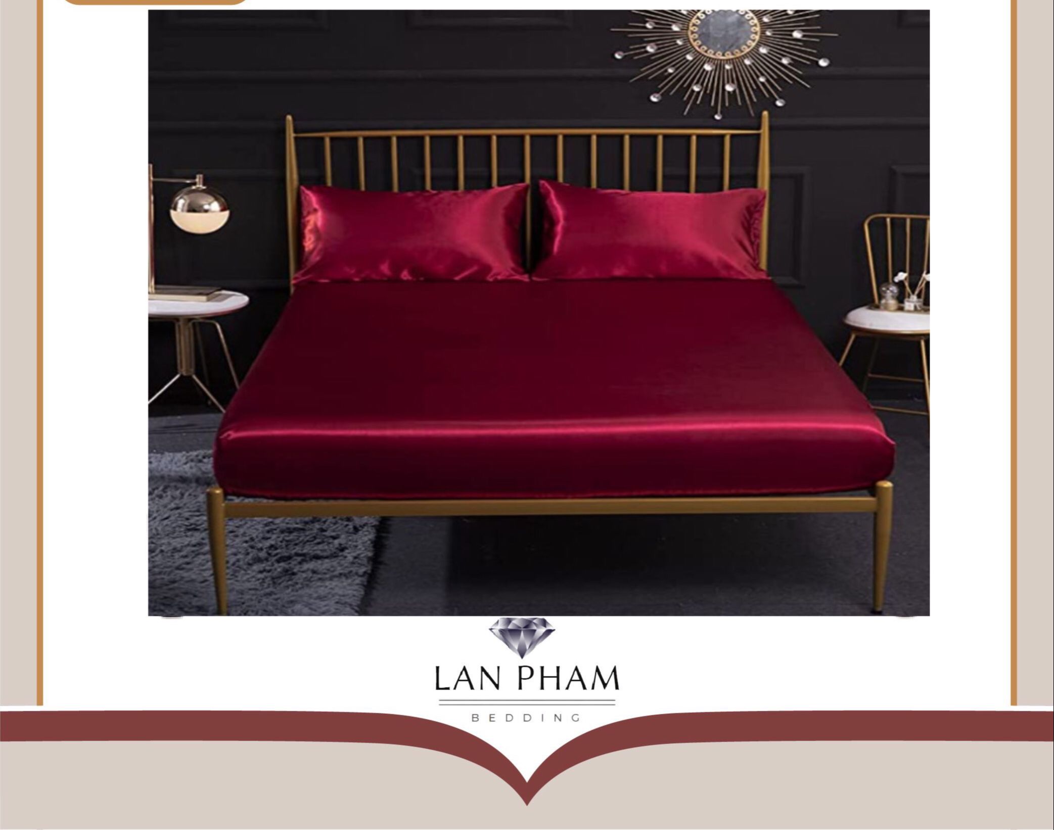 ( Lụa Loại 1) Ga - Drap Giường Lẻ Phi Lụa Màu Đỏ Đô Lan Pham Bedding Mềm Mại, Êm Ái