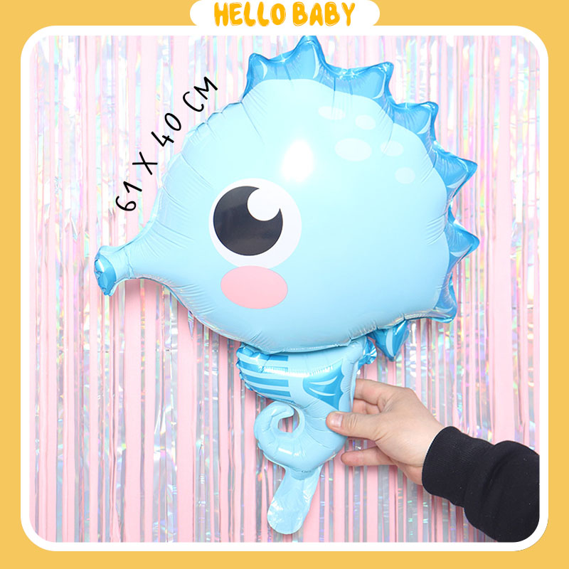 Bóng hình cá biển chibi - sinh vật biển - cua - bạch tuộc - cá ngựa - sao biển trang trí sinh nhật