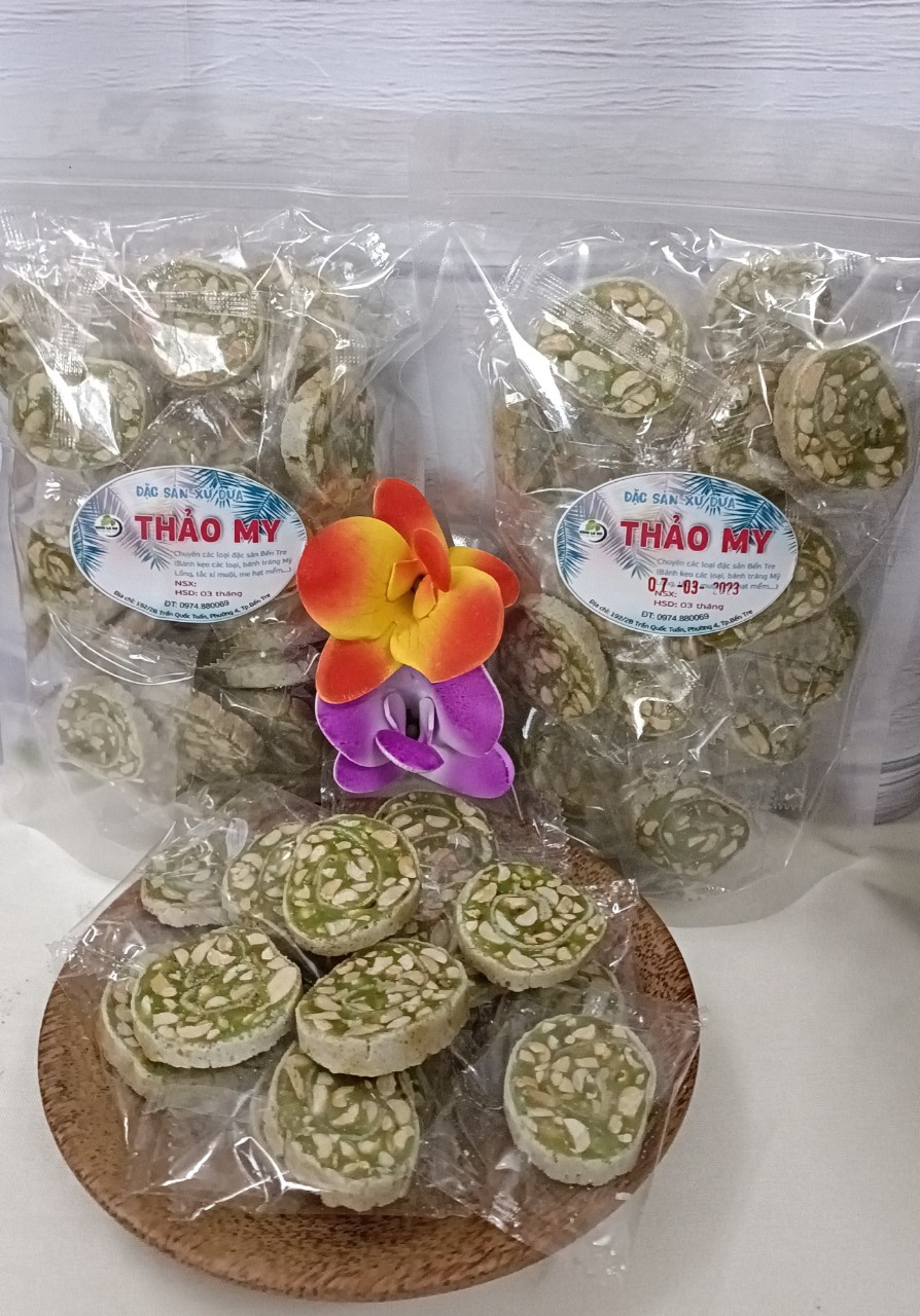 (FREESHIP)1kg Kẹo dừa dứa cuộn đậu phộng Bến Tre