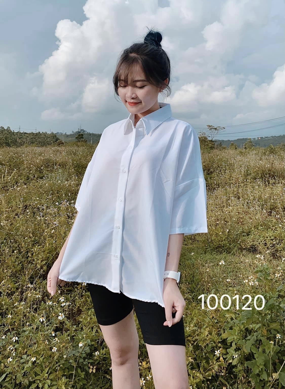 Set quần legging ngố + sơ mi tay lỡ 1 túi