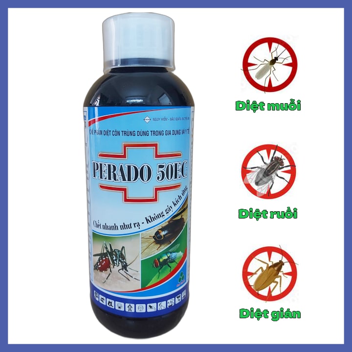 Thuốc diệt côn trùng ruồi, muỗi, kiến gián... tồn lưu lâu dài Perado 50EC ( Chai 1 lít )