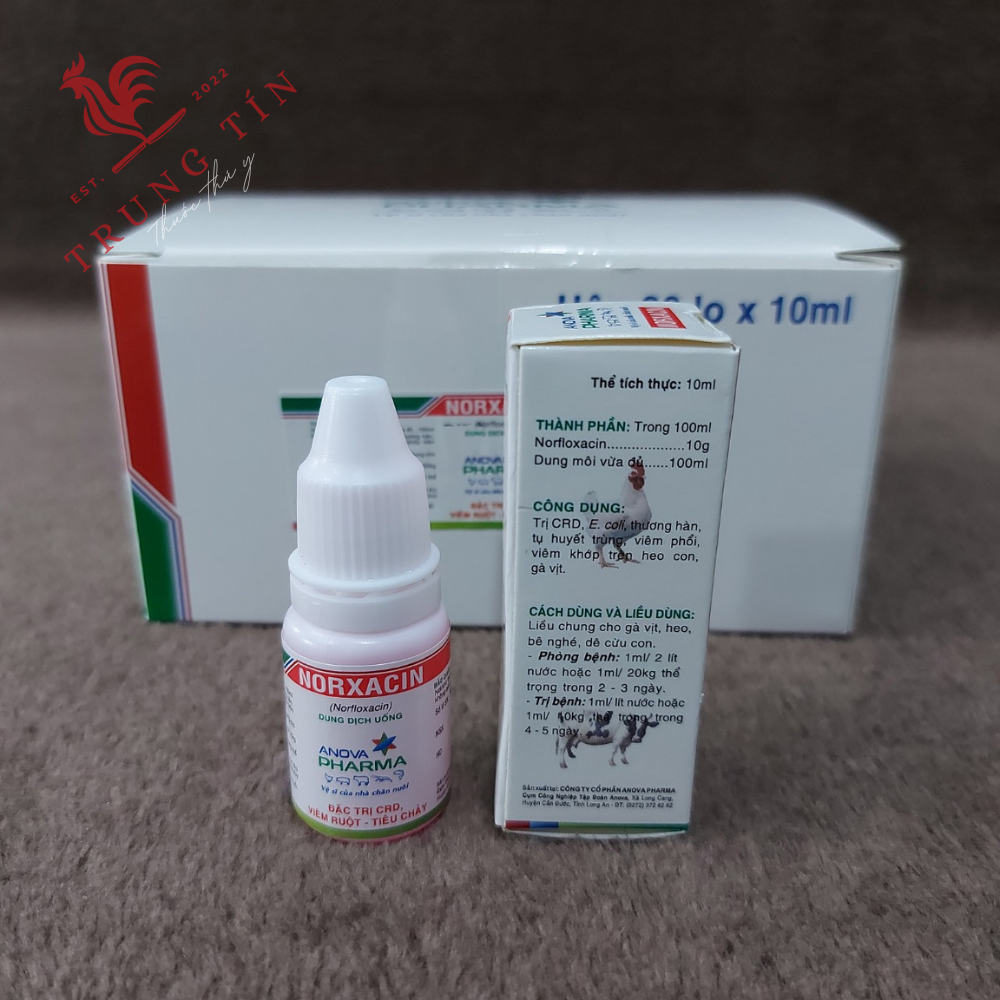 HCM - Norxacin  lọ 10ml cho gà (đặc trị CRD , viêm ruột , tiêu chảy) công ty Anova Pharma