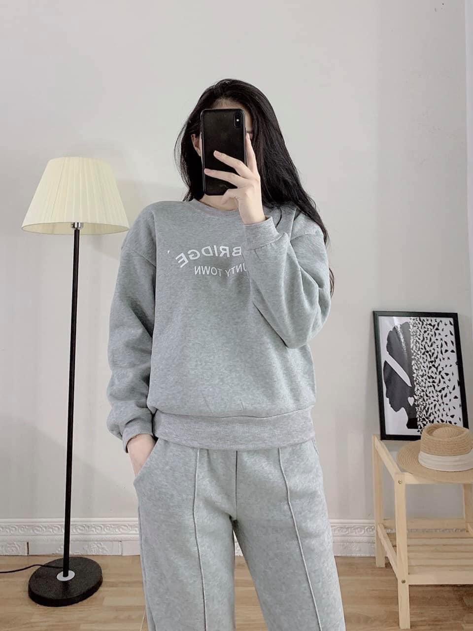 Bộ nỉ bông in Cambridge 5 màu cho nữ