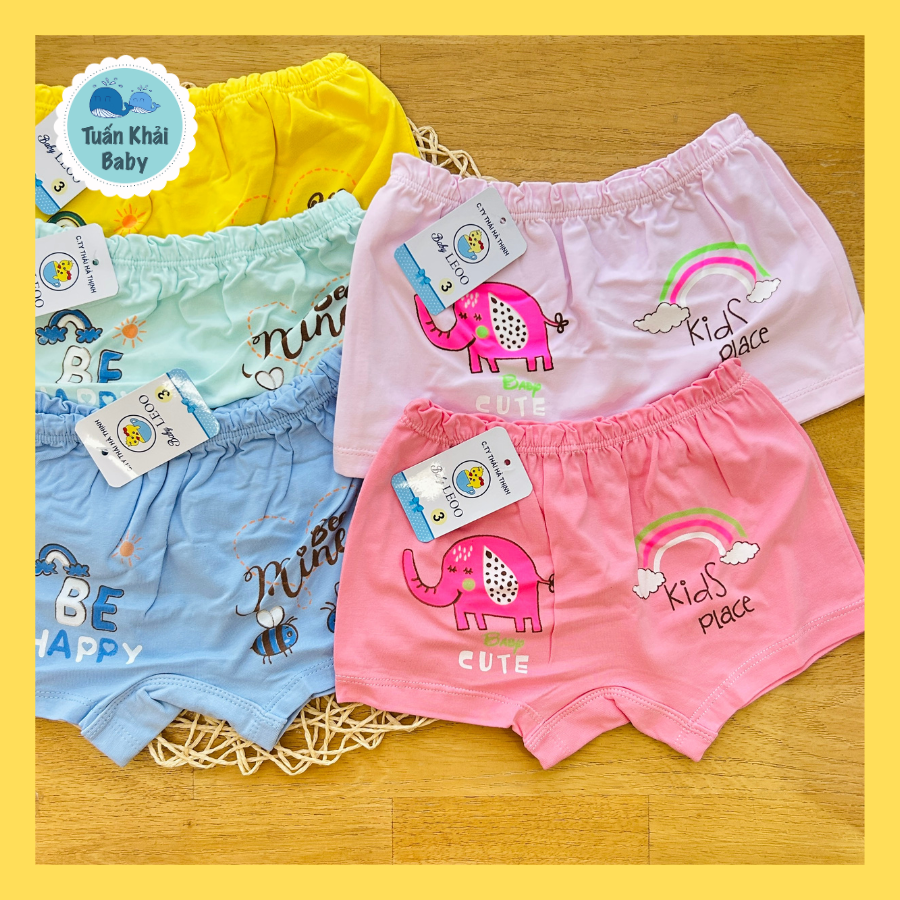 Túi 1 cái Quần Lót bé gái Thái Hà Thịnh- Size 3,4,5 cho bé 10-16kg - Chất vải Thun Cotton 4 chiều co giãn thoải mái - Quần chip bé gái