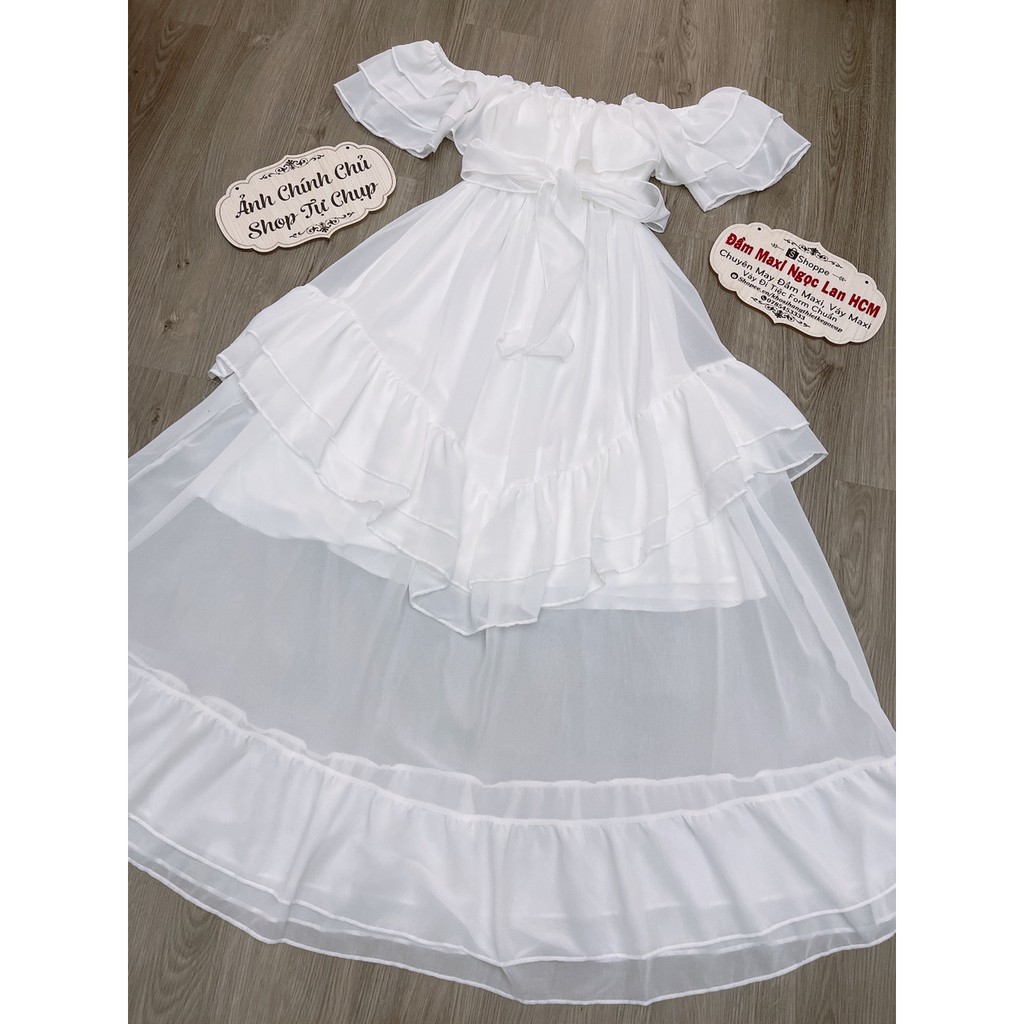 [HCM]đầm maxi bẹt vai bèo tầng
