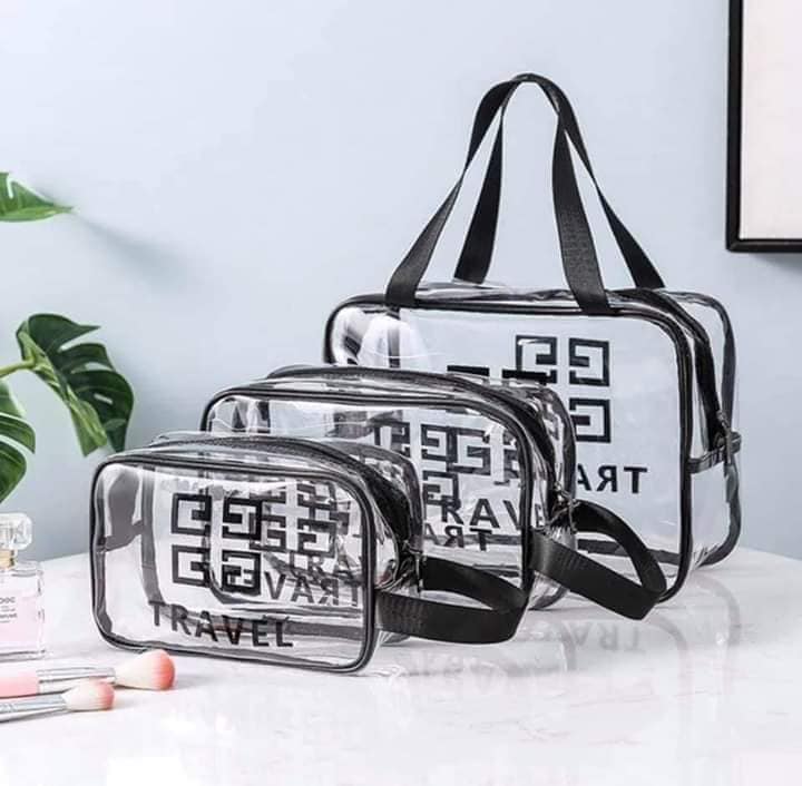 Sét 3 túi bằng nhựa trong suốt đủ cỡ đa năng, tiện dụng. sét 3 túi nhựa trong suốt đựng đồ cá nhân, túi đựng mỹ phẩm, túi đựng đồ đi du lịch, túi nhựa trong suốt(trắng)