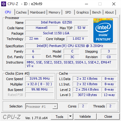 Cpu Intel Pentium G3250