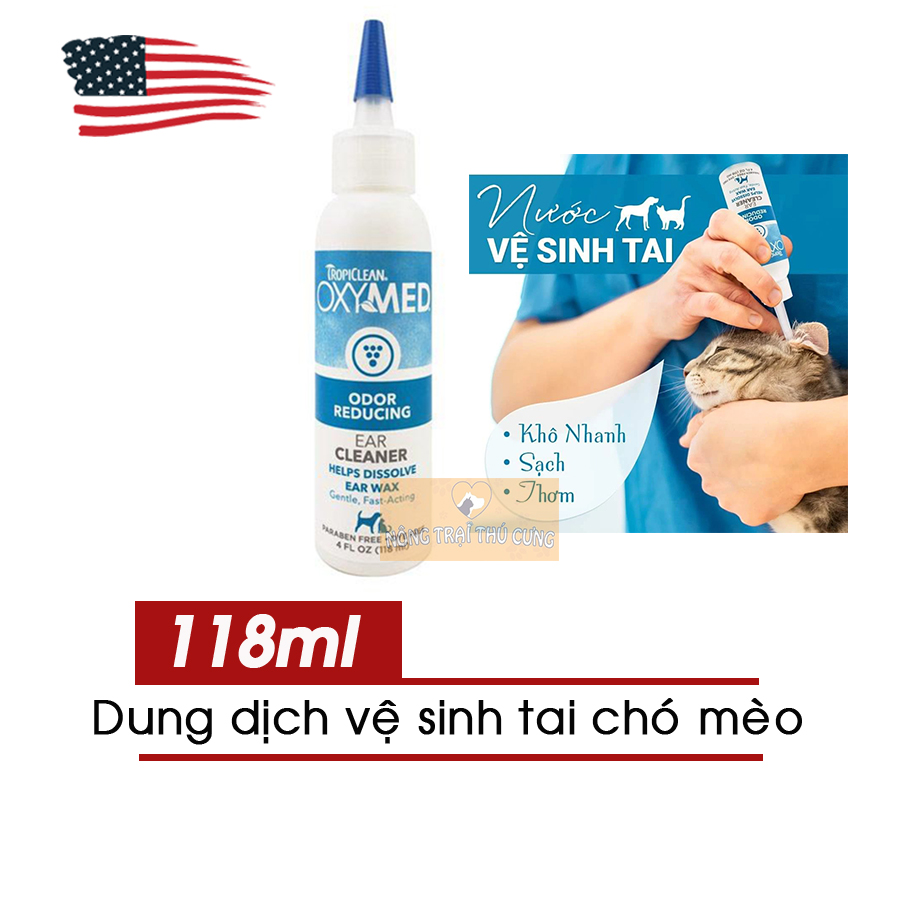 Vệ Sinh Tai Tropiclean Oxymed Cho Chó Mèo -