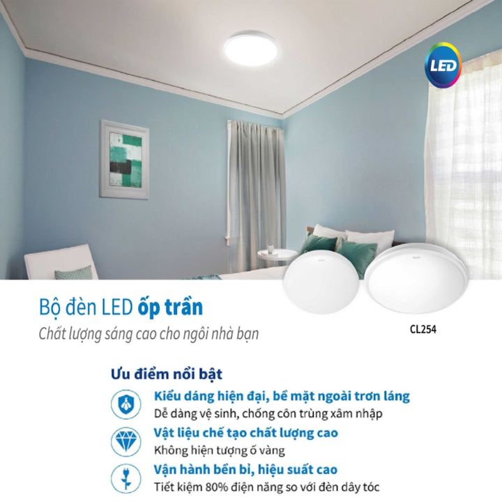 [HCM]Đèn ốp trần PHILIPS LED CL254 - ( chất lượng sáng cao cho ngôi nhà bạn )