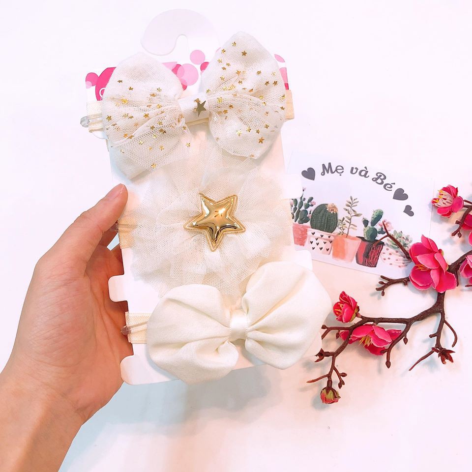 Set 3 băng đô cho bé - Voan 4 mẫu