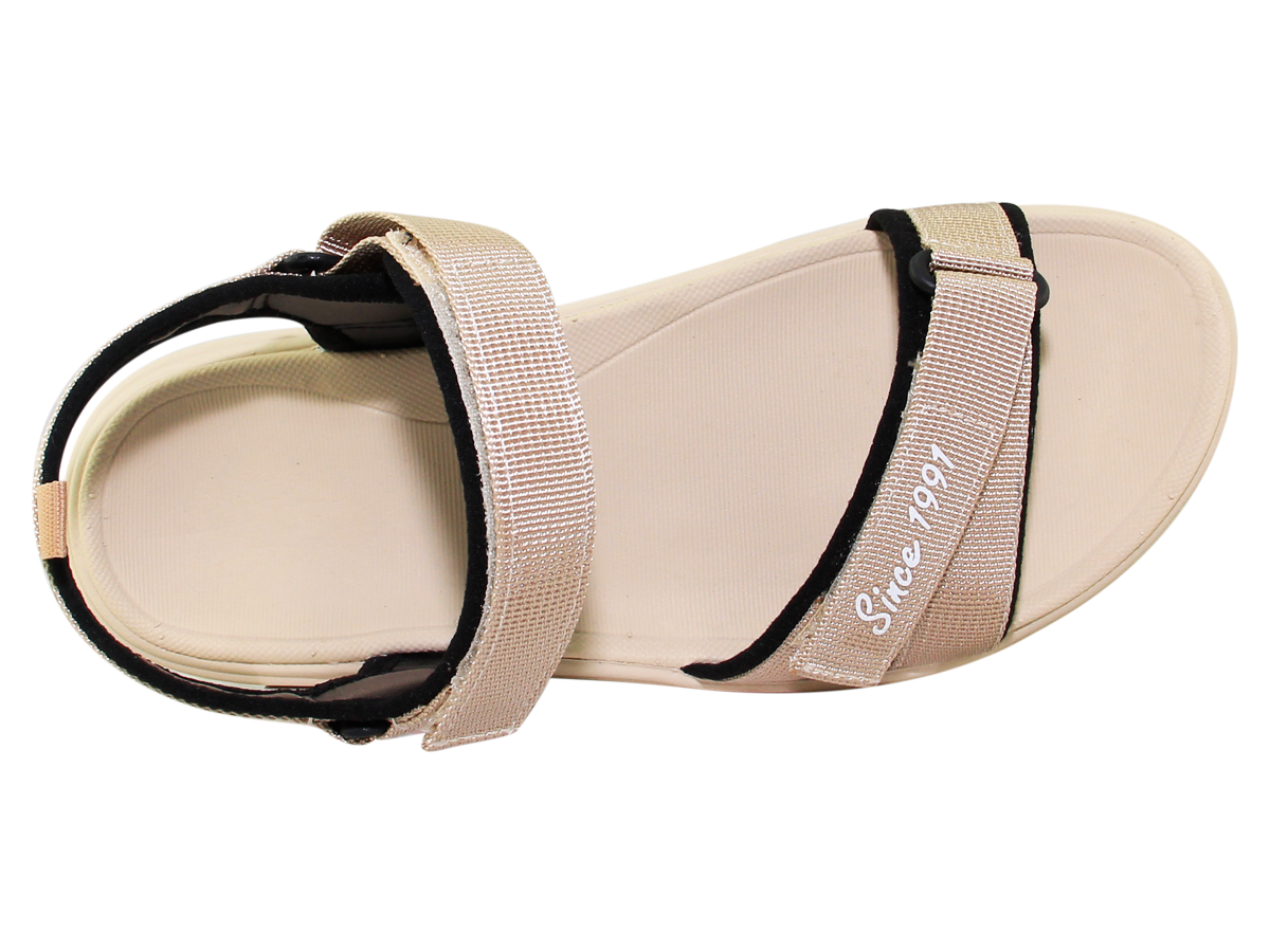 SANDAL ĐẾ BẰNG NỮ Bita's SYN.264 (Đen + Kem + Vàng bò) đơn giản dễ phối