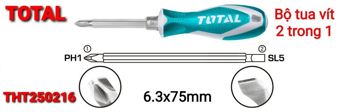 Bộ tua vít 2 trong 1 Total THT250216