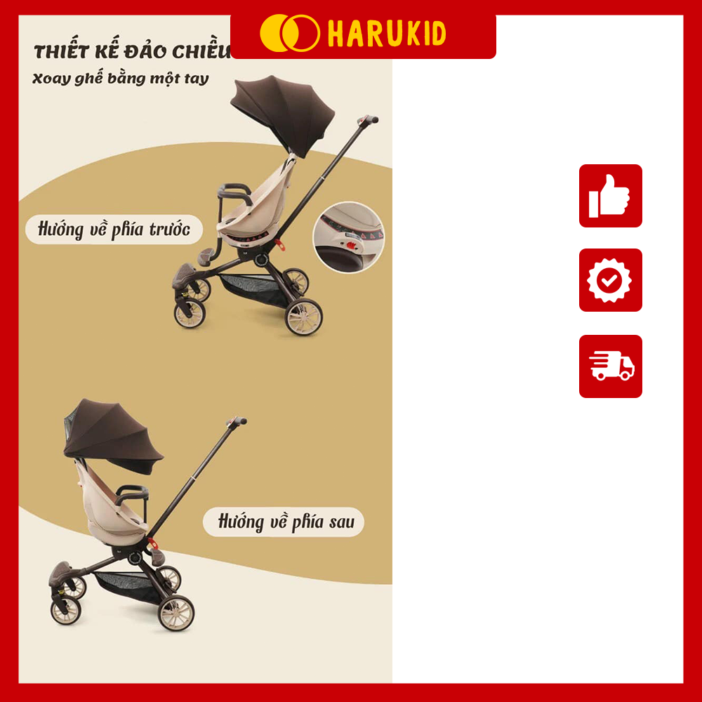 Xe đẩy cho bé V18 Baobaohao, gấp gọn 4 bánh, xe đẩy 2 chiều cho bé từ 0-5 tuổi