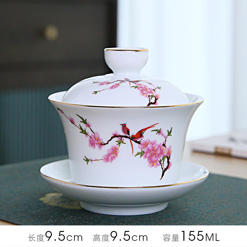 Chén Khải sứ trắng Bạch Định thấu quang 180 ml