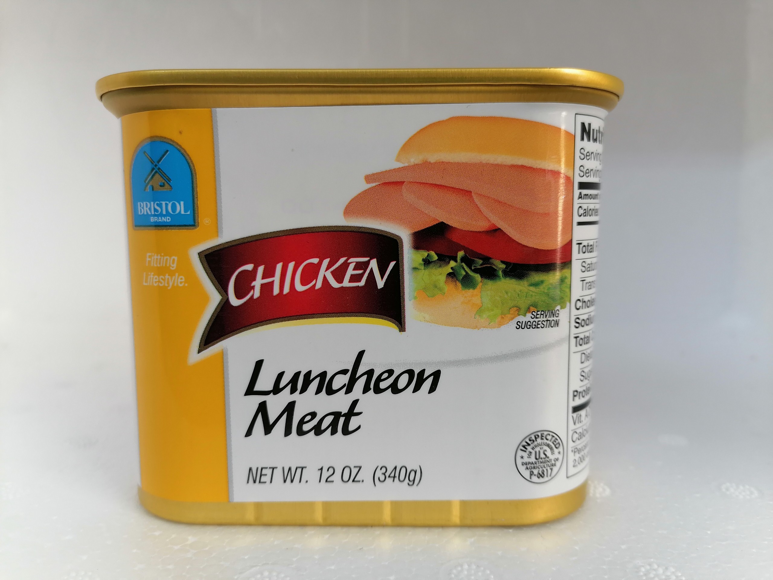 [340g – CHICKEN (VÀNG)] THỊT GÀ NGUYÊN VỊ [USA] BRISTOL Luncheon Meat (nhn-hk)