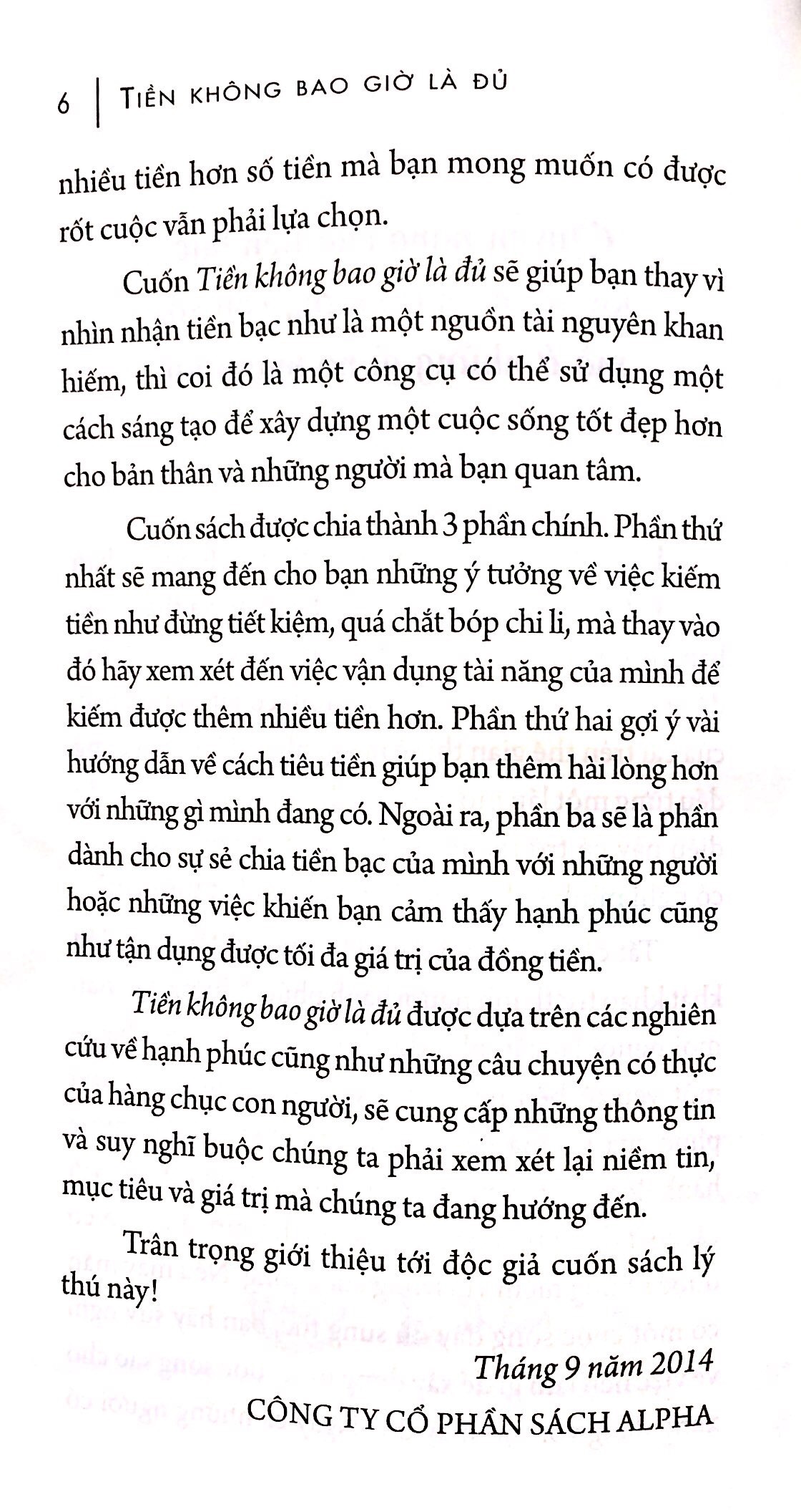 Fahasa - Tiền Không Bao Giờ Là Đủ (Tái Bản 2018)