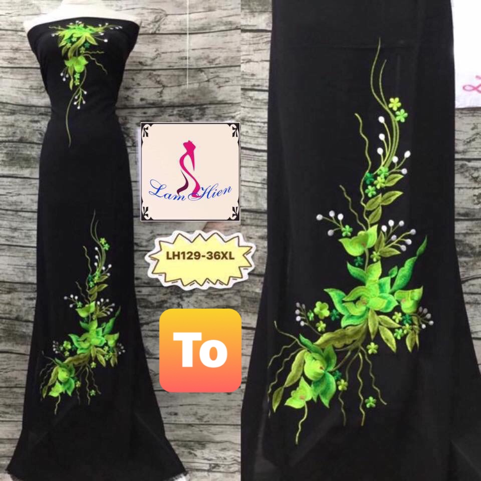 Vải áo dài thêu mẫu LH129