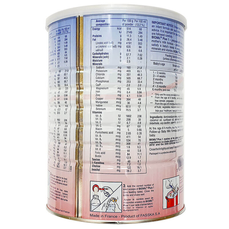 Sữa Biomil Plus số 1 800g (trẻ từ 0-6 tháng)