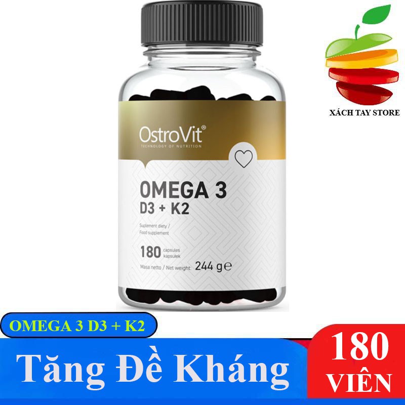 [HCM]Viên Dầu Cá Ostrovit Omega 3 D3 + K2 ( 90-180v ) - 90v