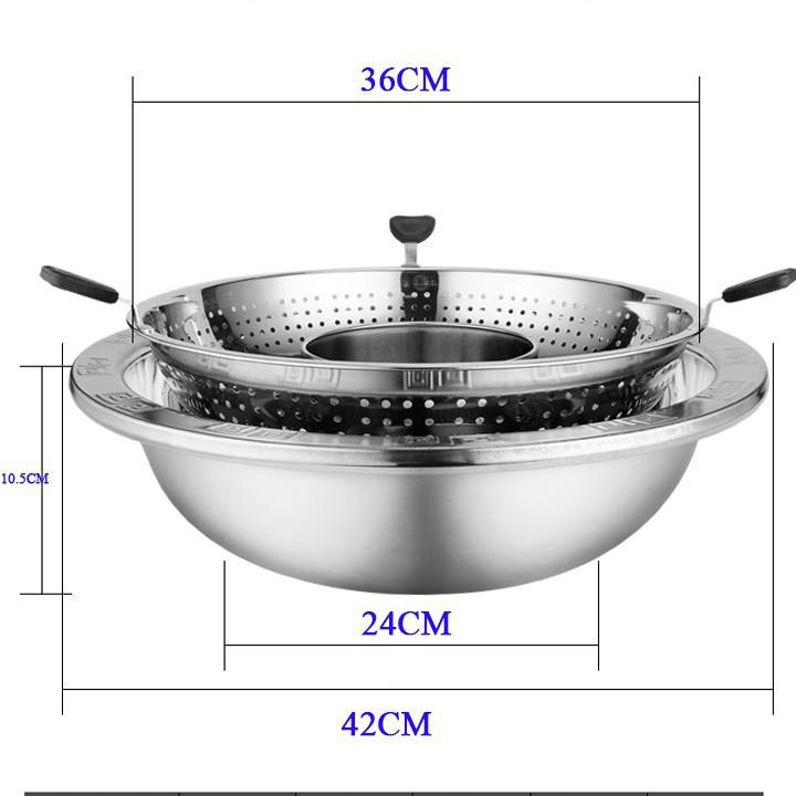 Nồi lẩu xoay thông minh, nồi lẩu xoay inox 2 trong 1 cao cấp, nồi lẩu xoay inox, nồi lẩu xoay đa năng