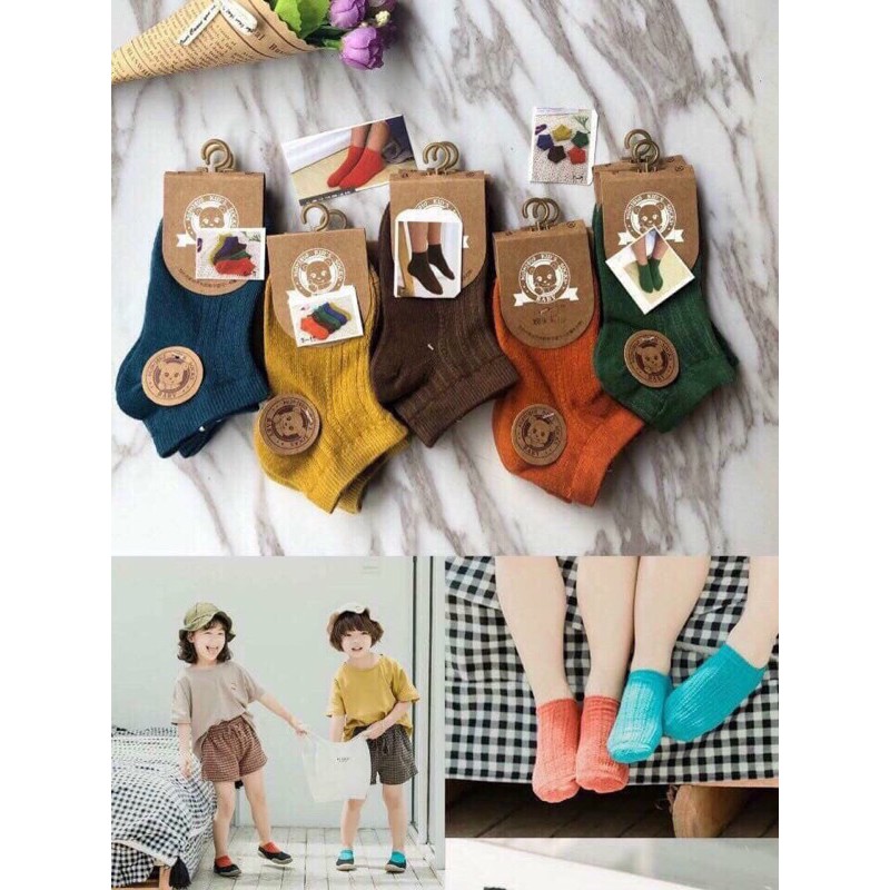 Set 10 Đôi Tất Len Gân Trẻ Em Loại Đẹp