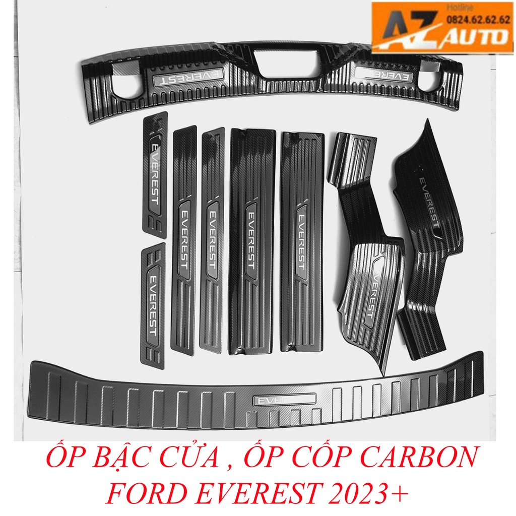 Ốp bậc cửa - chống trầy cốp vân Cacbon xe Ford Everest 2022 2023 vân Carbon cao cấp