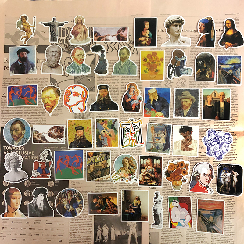 Set 52 Sticker Decal Dán Chống Nước Size Lớn Cổ Điển