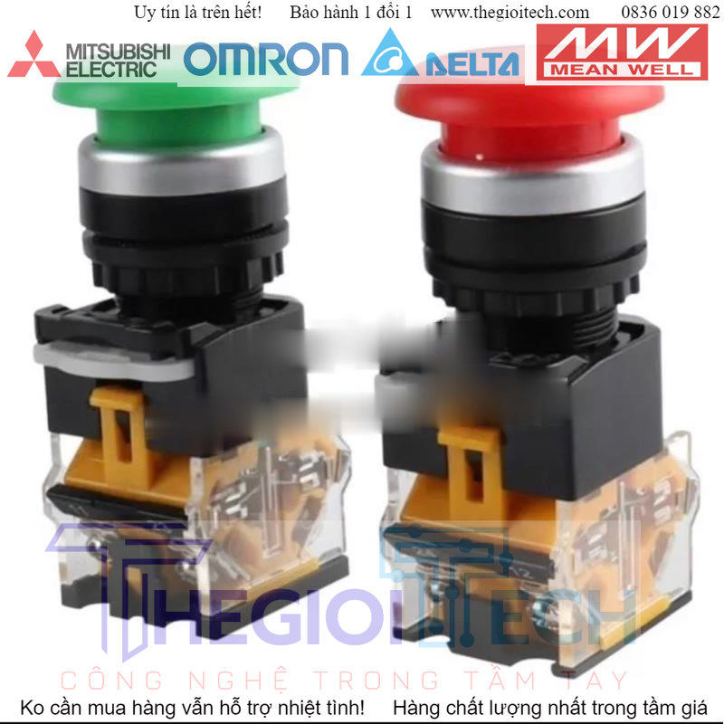 Công tắc nhấn đề LA38-11M phi 22mm đầu nấm dù