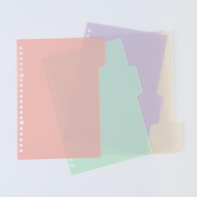 Set 4 5 tab bìa phân trang màu pastel cho sổ còng a5 20 lỗ - b5 26 lỗ - a4 30 lỗ a4 4 lỗ