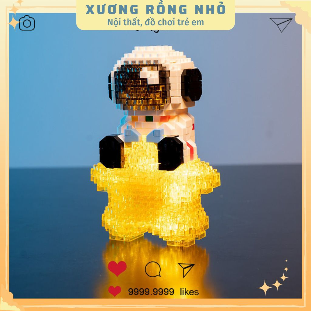 Mô hình phi hành gia có đèn Space bricks, đồ chơi lắp ráp Phi Hành Gia 3D Có Đèn