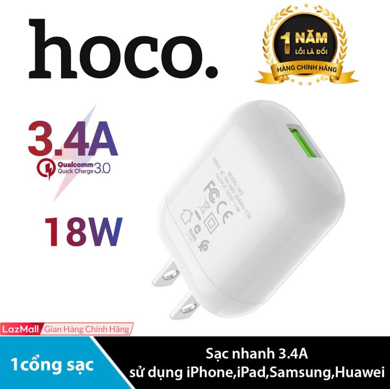 [ Mã giảm giá 60k cho đơn hàng từ 400k ] Cốc sạc Hoco sạc nhanh 3.4A dành cho iPhoneiPadNote 10 Huawei Pro 30 A10A2011 Pro max có chip nhận dạng thiết bị sạc iQ
