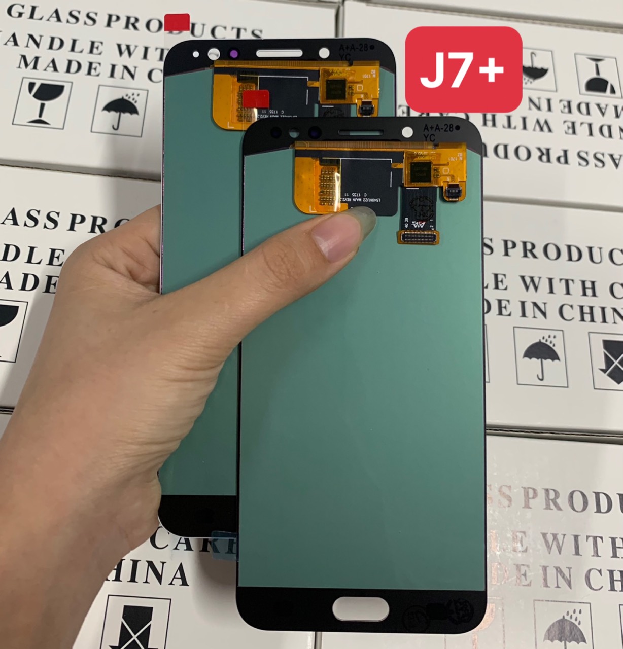 Màn hình ss galaxy j7 plus / c8 oled nguyên bộ (màu trắng-đen) - mbvp.com