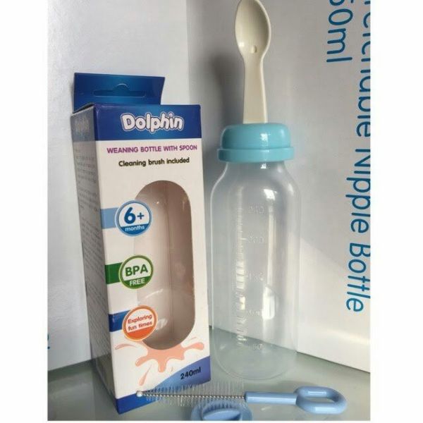 Bình Tập Ăn Dặm Nhựa PP Dolphin 120ml/ 240ml